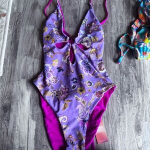Cupshe Purple Floral One Piece Swimsuit